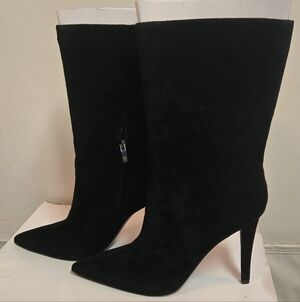 Elegant Nine West FRENCHI Black Suede Women's Boots